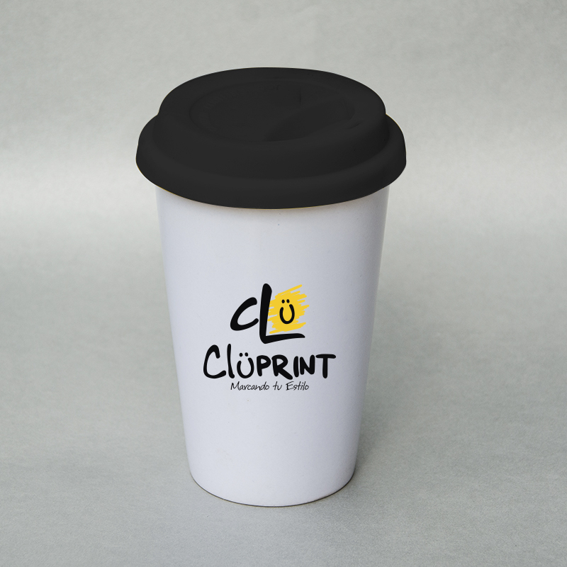 Mug tapa silicona  negro